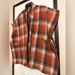 KORI America Plaid Oversized Cape Vest